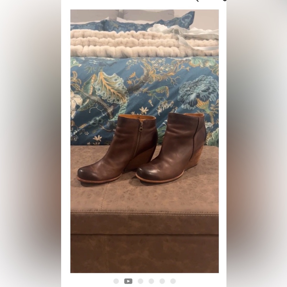 Kork-Ease Brown Leather Ankle Boots - Size 10